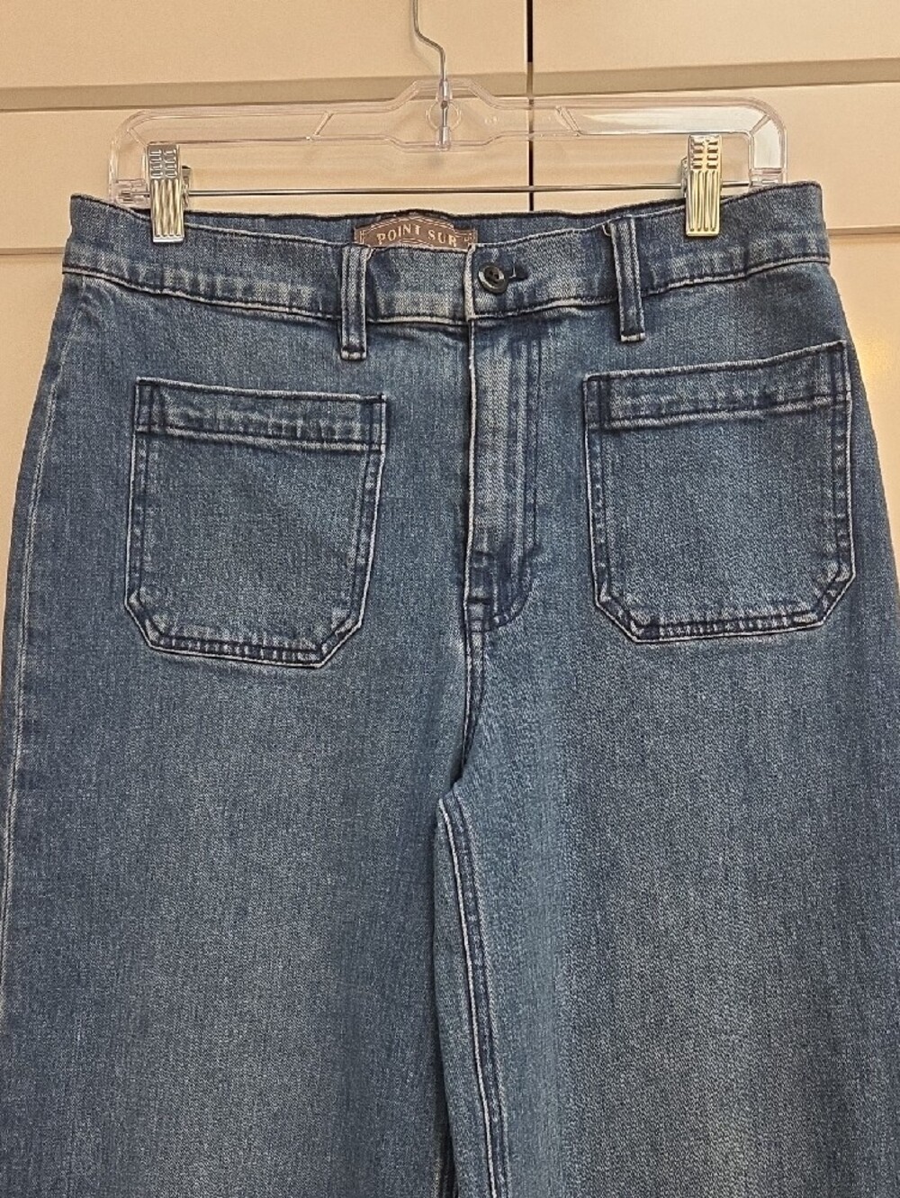 Point Sur J. Crew Mid-Blue Wide-Leg Crop Jeans - Picture 4 of 9